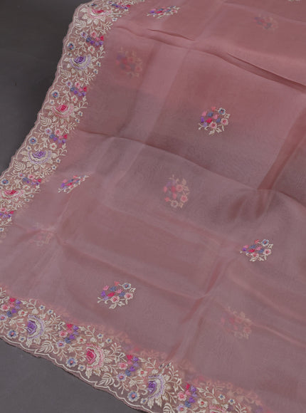 Peach  Organza Silk Unstitched Suits