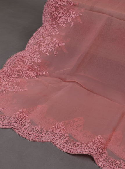Peach  Organza Silk Unstitched Suits