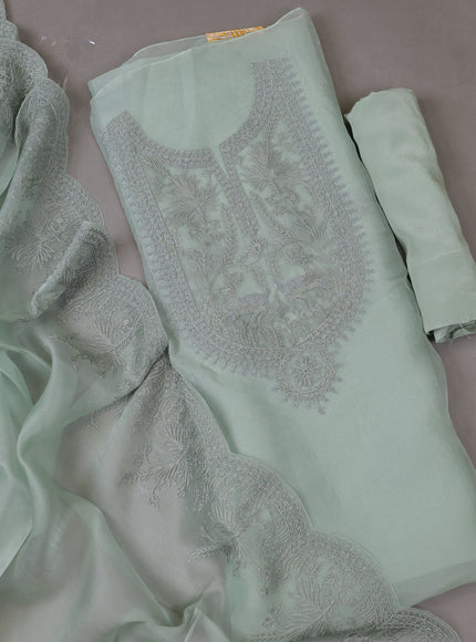 Light Green Organza Silk Unstitched Suits