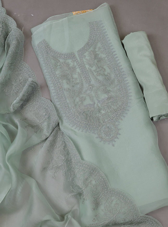 Light Green Organza Silk Unstitched Suits