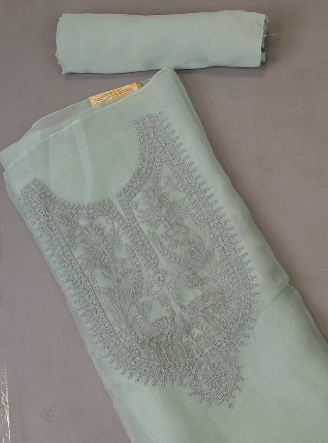 Light Green Organza Silk Unstitched Suits
