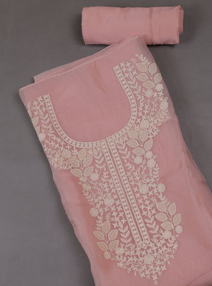 Peach Organza Silk Unstitched Suits
