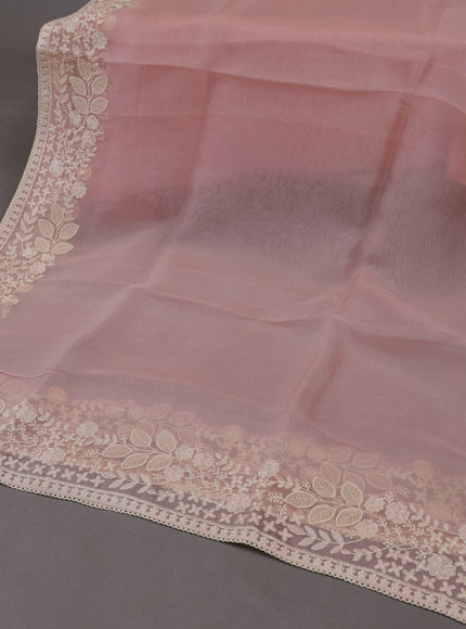 Peach Organza Silk Unstitched Suits