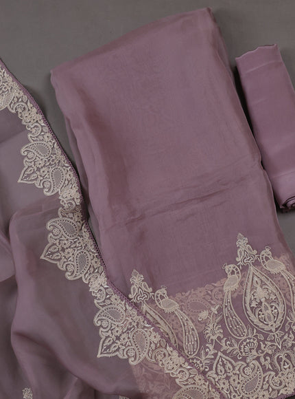 Levender  Organza Silk Unstitched Suits