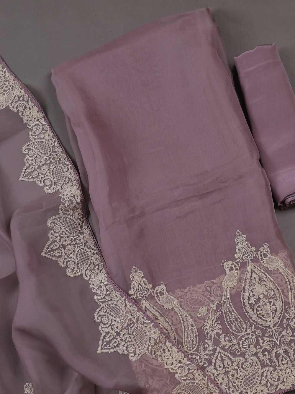 Levender  Organza Silk Unstitched Suits