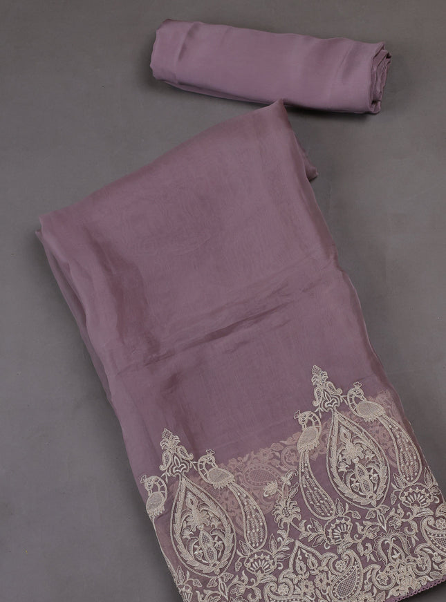 Levender  Organza Silk Unstitched Suits
