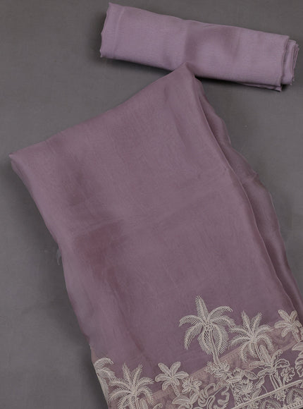 Levender  Organza Silk Unstitched Suits