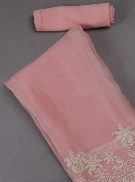 Peach Organza Silk Unstitched Suits