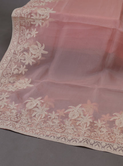 Peach Organza Silk Unstitched Suits