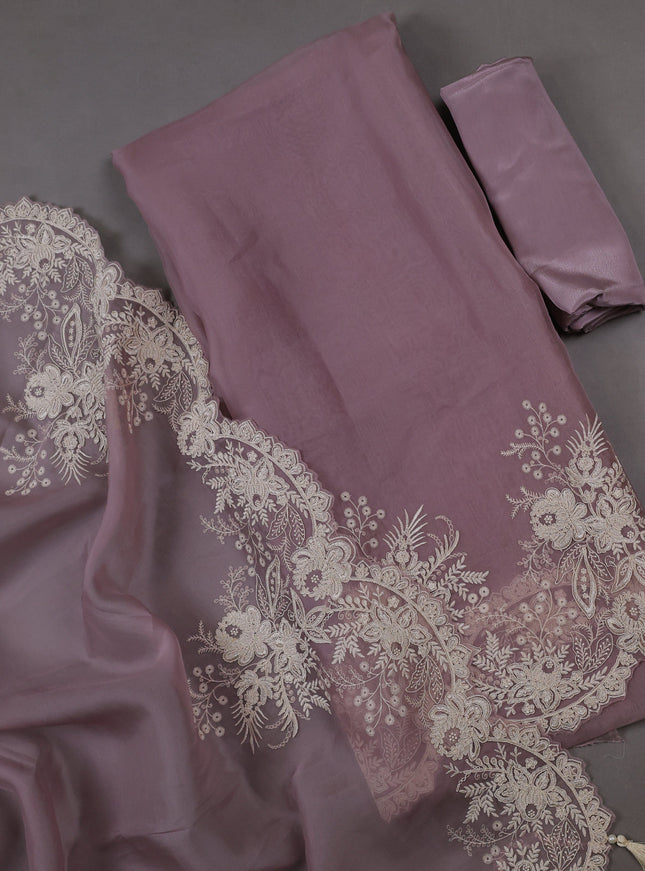 Levender  Organza Silk Unstitched Suits