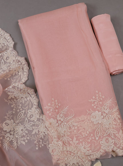 Peach Organza Silk Unstitched Suits