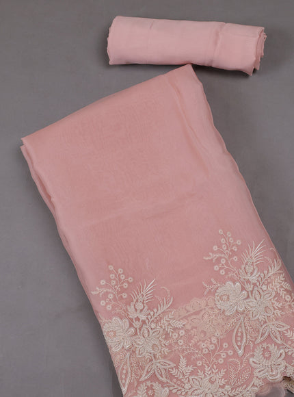 Peach Organza Silk Unstitched Suits