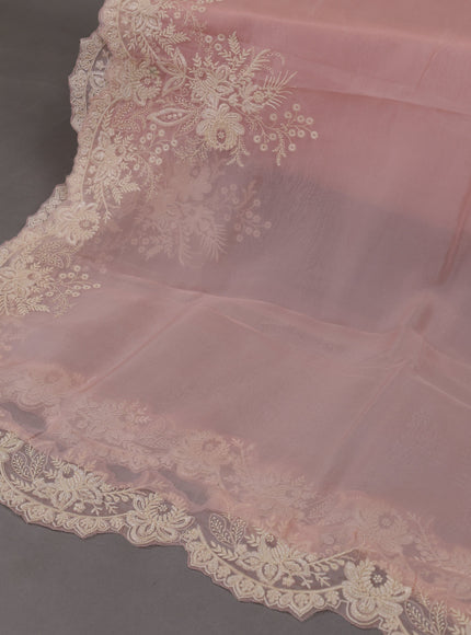Peach Organza Silk Unstitched Suits