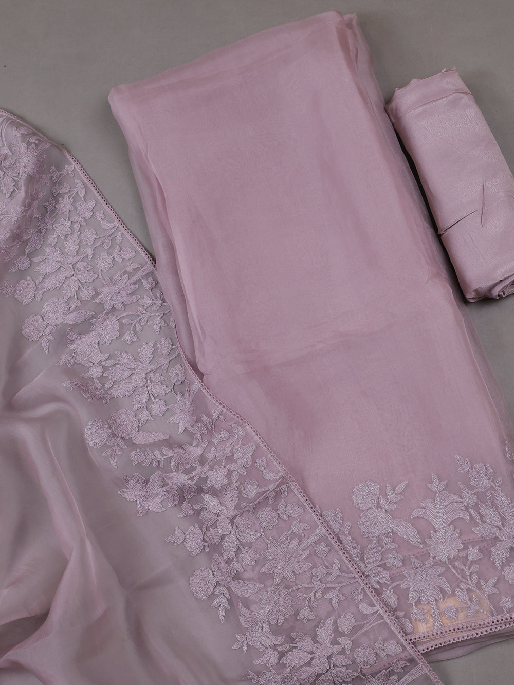 Levender  Organza Silk Unstitched Suits