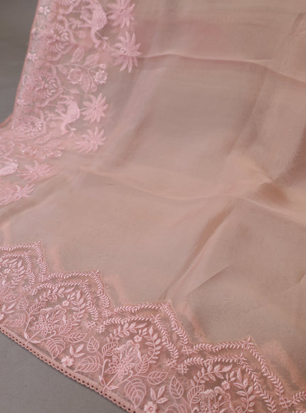 Peach Organza Silk Unstitched Suits