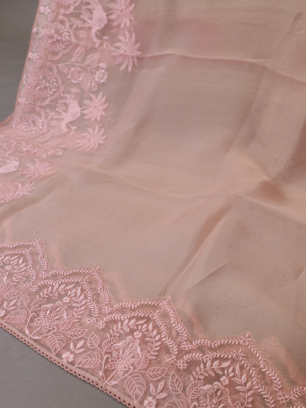 Peach Organza Silk Unstitched Suits