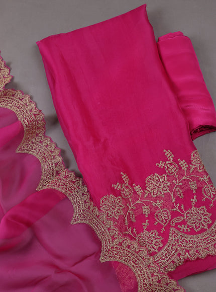 Hot Pink Organza Silk Unstitched Suits