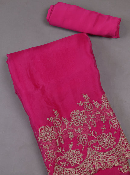 Hot Pink Organza Silk Unstitched Suits
