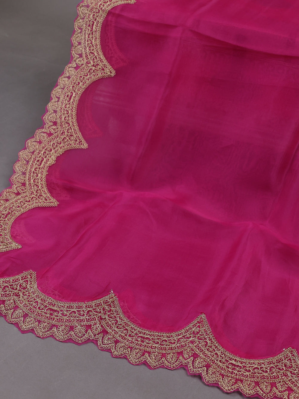 Hot Pink Organza Silk Unstitched Suits