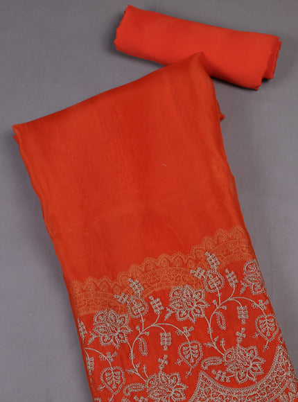 Orange Organza Silk Unstitched Suits