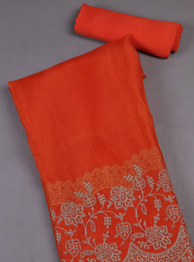 Orange Organza Silk Unstitched Suits
