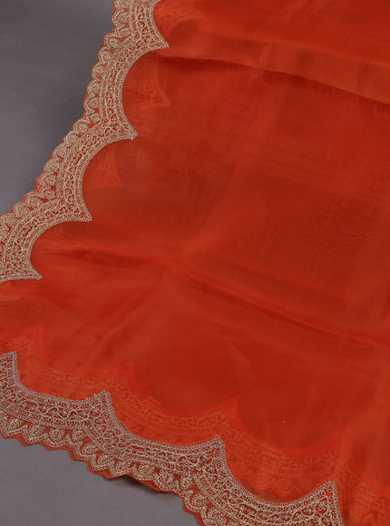 Orange Organza Silk Unstitched Suits