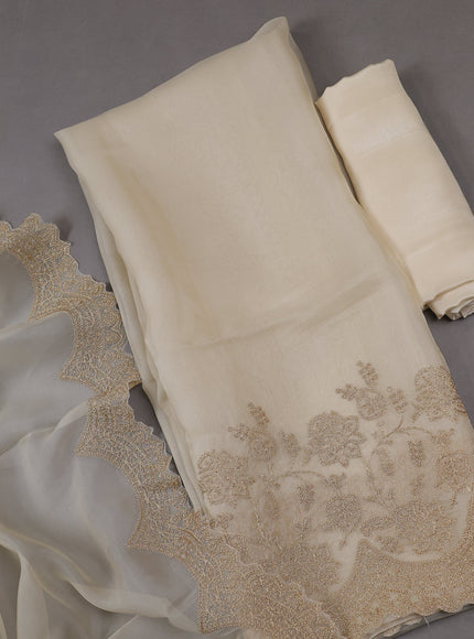 Off white Organza Silk Unstitched Suits