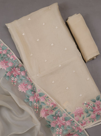 Off white Organza Silk Unstitched Suits