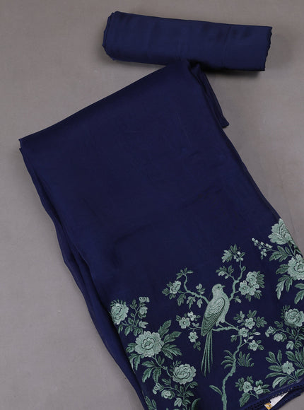 Navy Blue Organza Silk Unstitched Suits