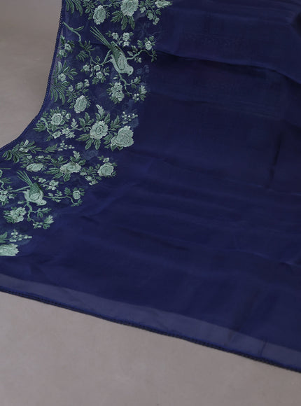 Navy Blue Organza Silk Unstitched Suits