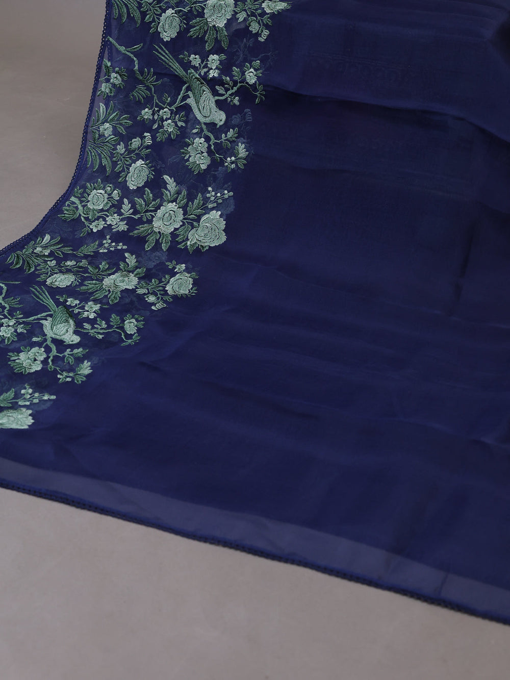 Navy Blue Organza Silk Unstitched Suits