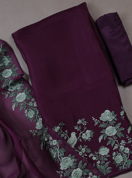 Purple Organza Silk Unstitched Suits