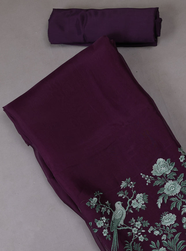 Purple Organza Silk Unstitched Suits