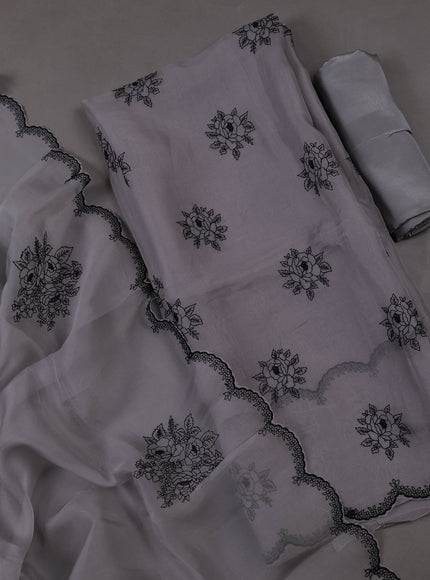 Grey  Organza Silk Unstitched Suits