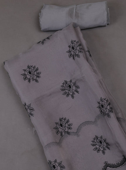 Grey  Organza Silk Unstitched Suits
