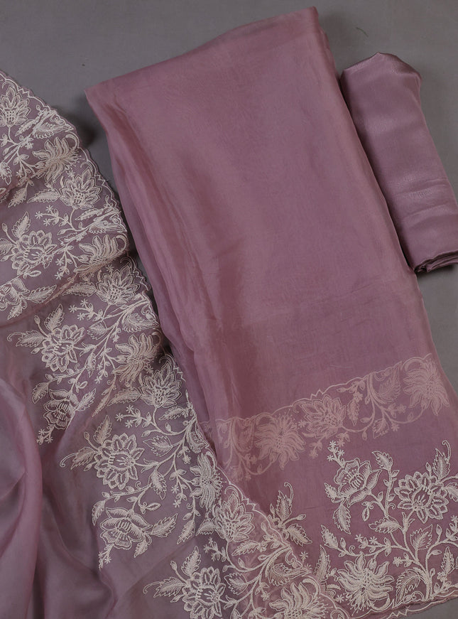 Levender  Organza Silk Unstitched Suits