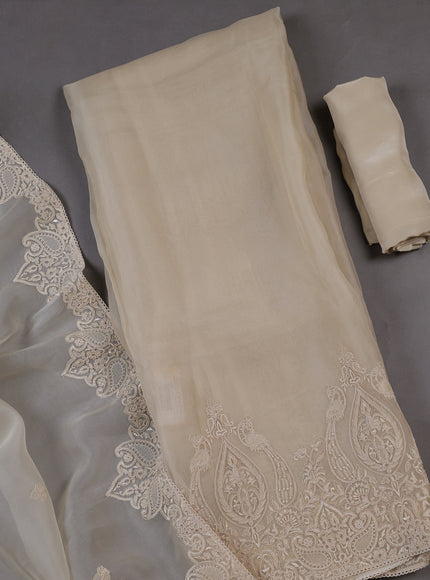 Off white Organza Silk Unstitched Suits