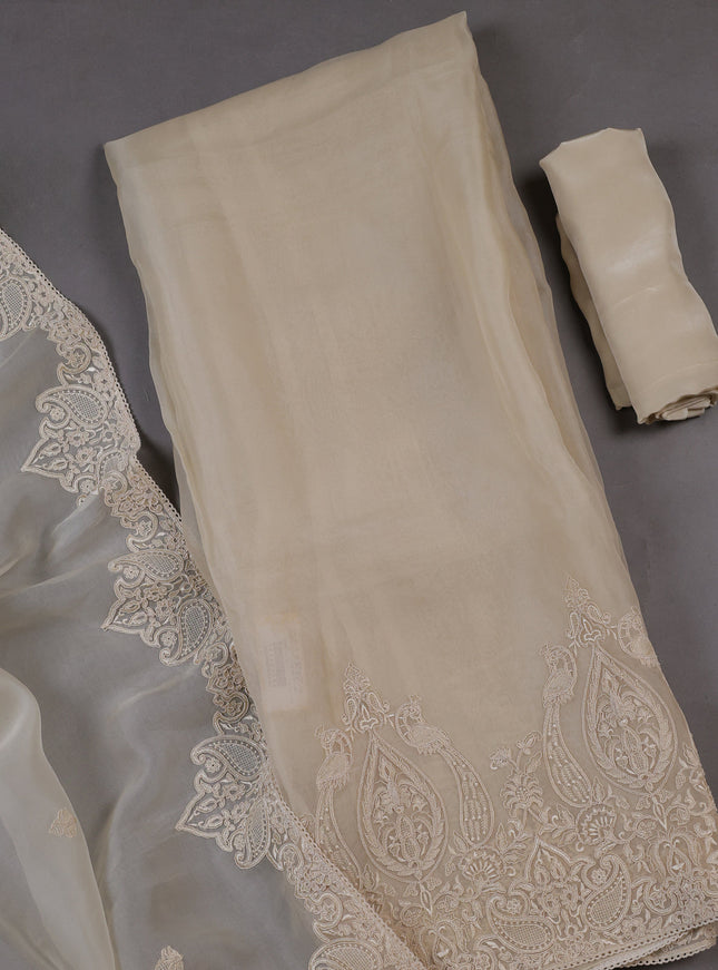 Off white Organza Silk Unstitched Suits