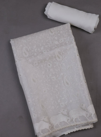 White Organza Silk Unstitched Suits