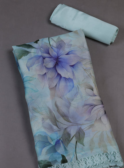 Mild Teal Organza Silk Unstitched Suits