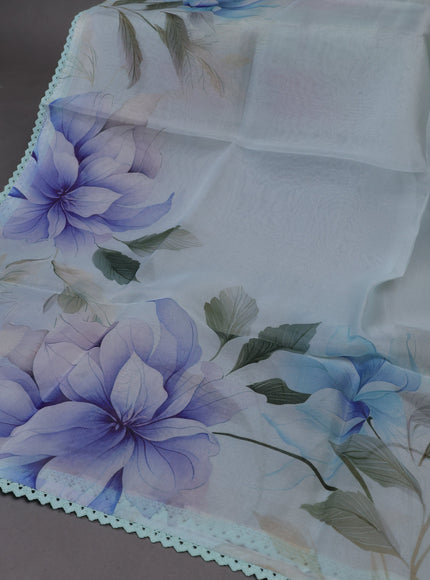 Mild Teal Organza Silk Unstitched Suits