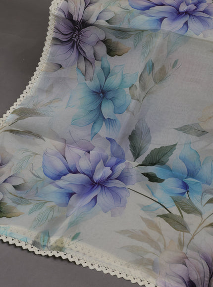 Beige Organza Silk Unstitched Suits