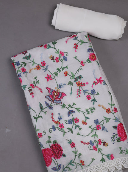 White - Green Organza Silk Unstitched Suits