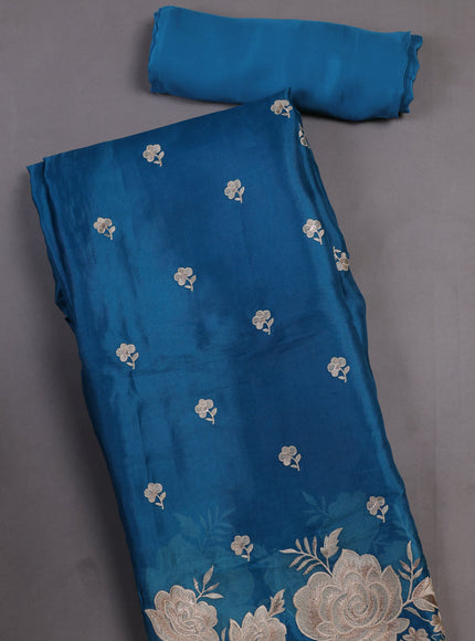 peacock blue Organza Silk Unstitched Suits