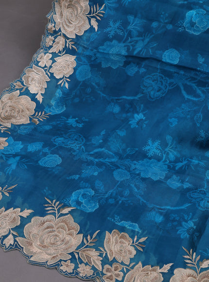 peacock blue Organza Silk Unstitched Suits
