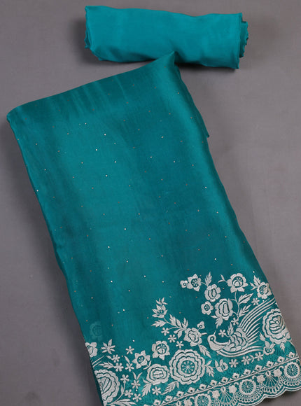 Teal green Organza  Silk Unstitched Suits