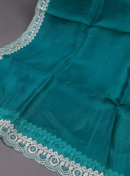 Teal green Organza  Silk Unstitched Suits