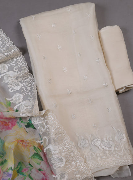 Off White Organza Silk Unstitched Suits