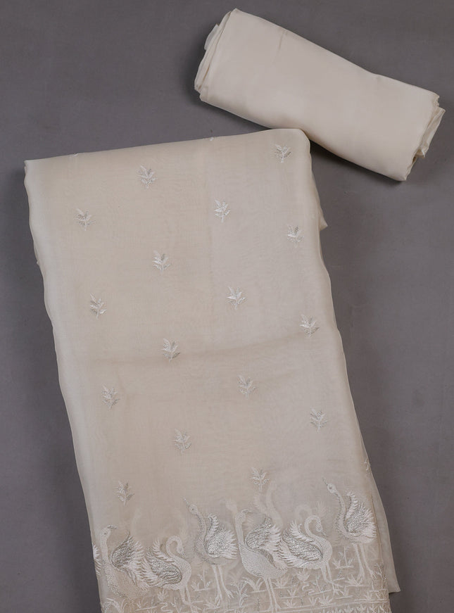 Off White Organza Silk Unstitched Suits