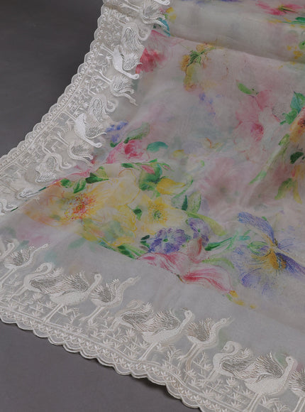 Off White Organza Silk Unstitched Suits